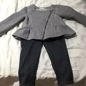 Savannah 2piece fleece peplum jacket/legging NWT